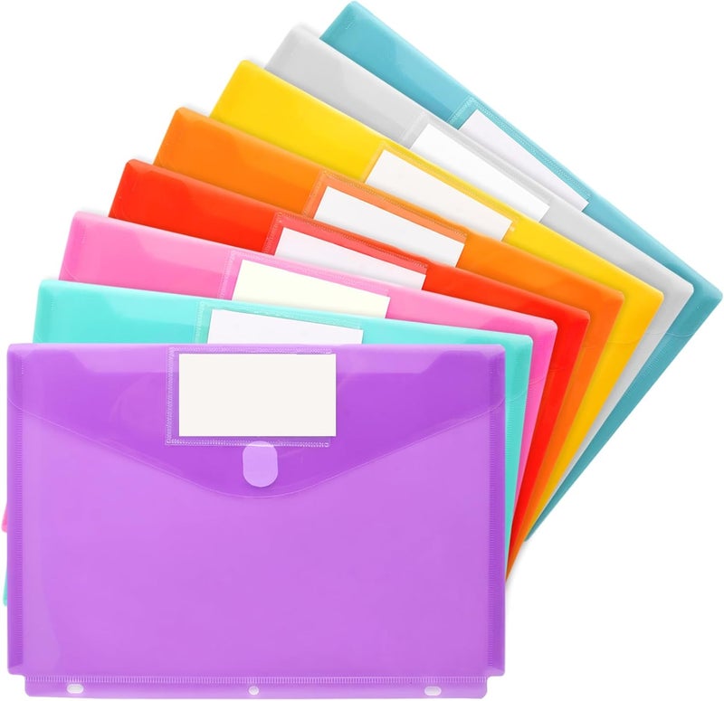 AZUREAL 8 Pack Binder Organizer, Plastic Binder Pockets for 3 Ring Binder, Binder Folders with Label for School Supplies and Documents, Letter Size, 8 Colors - Image 1